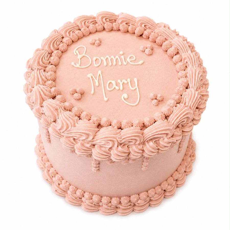 Vintage style pink piped buttercream cake