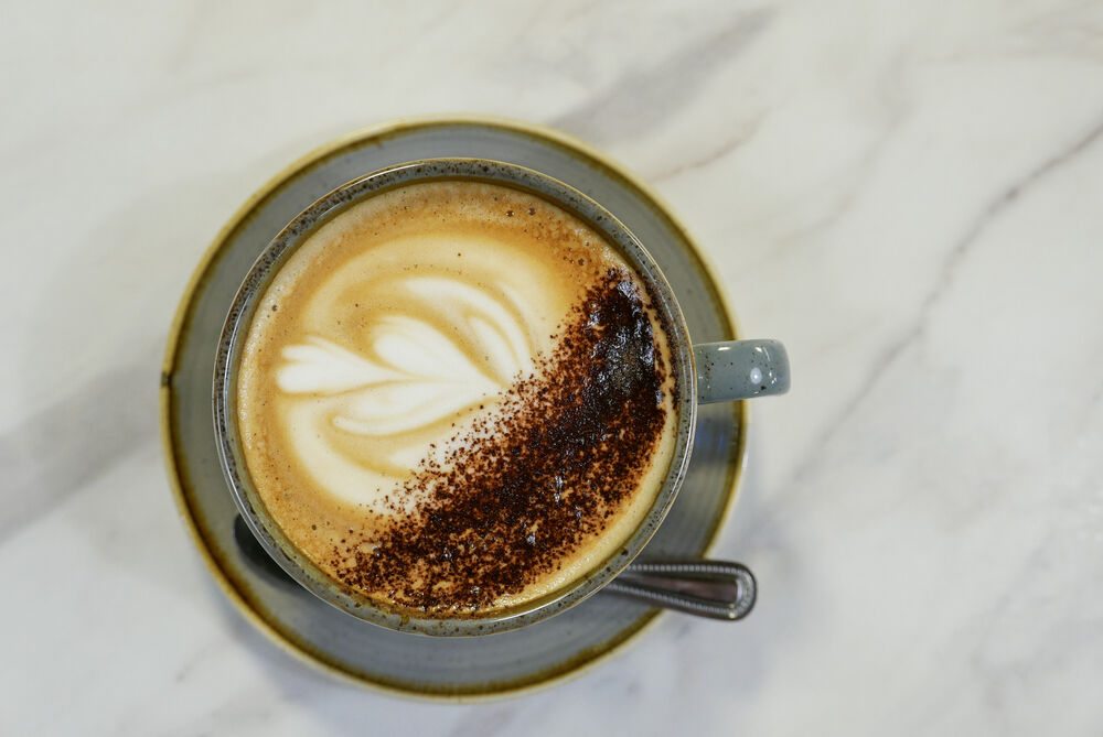 Cappuccino with latte art at Mason's Apron