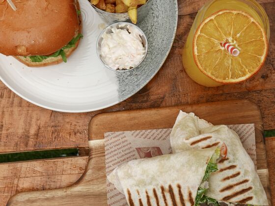 Chicken burger and chips